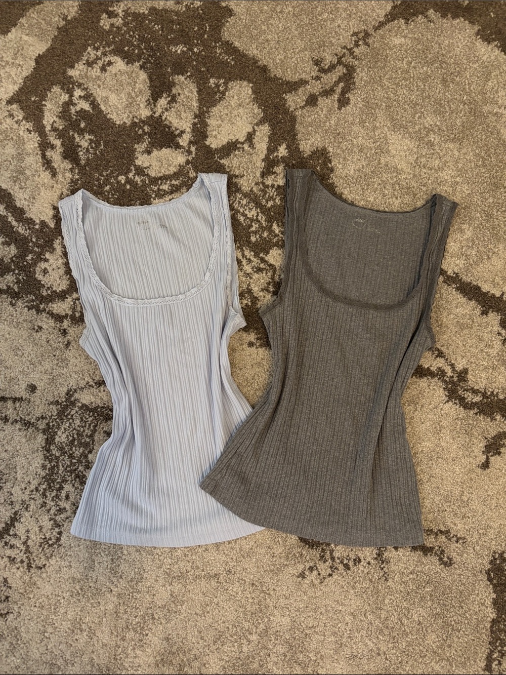 LOT OF 2 Aerie - Soft & Cozy Ribbed Scoop Neck Tank Top With Lace!!